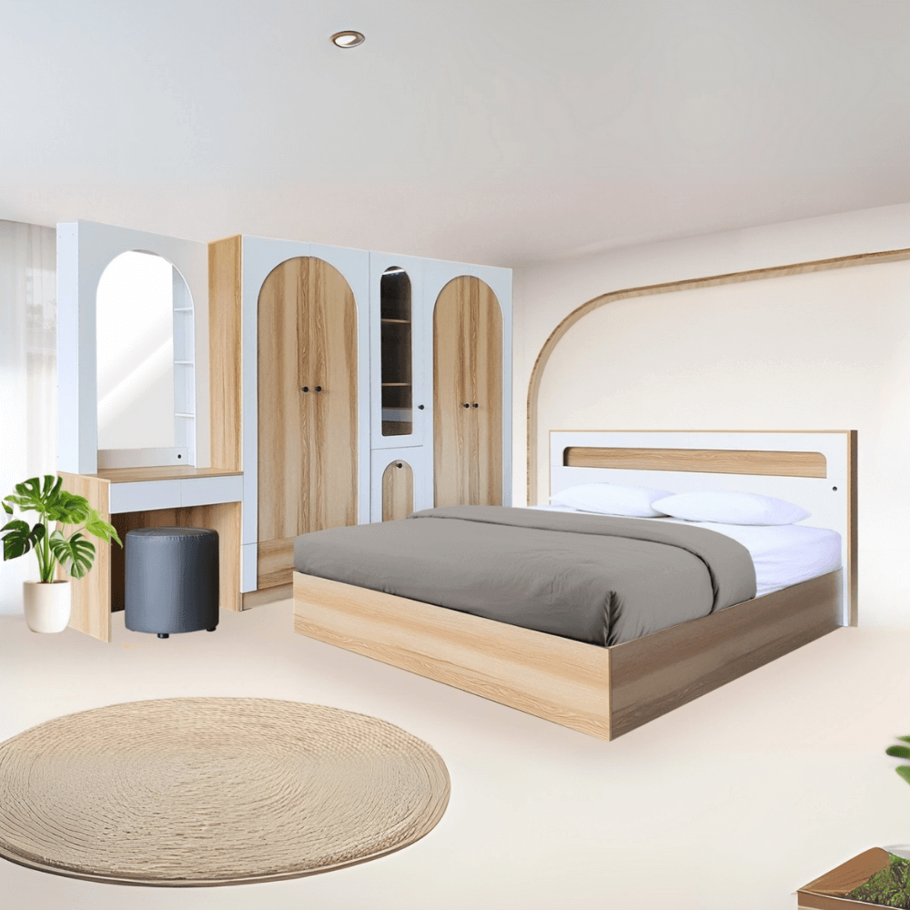 ชุดห้องนอน + ที่นอน PVC 6 ฟุต WISDOM DESIGN FURNITURE รุ่น ARISTA 10 สี แอช/ขาว_1